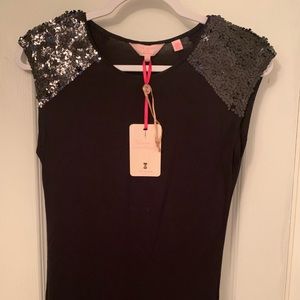 Ted Baker black top with sequin capped sleeves